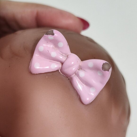 Berenguer Lil Cutie Doll Brown Eyes Pink Bow Posable Vinyl Girl 9" 2014 FLAWS - Picture 6 of 7